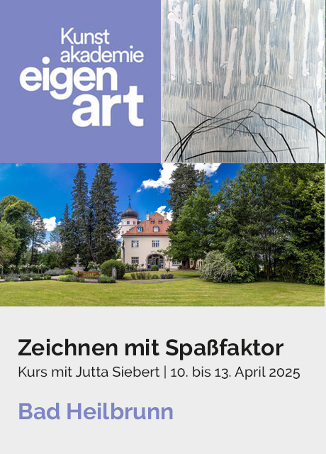 Kunstakademie eigenart, Bad Heilbrunn: Zeichnen mit Spaßfaktor. Kurt mit Jutta Siebert. 10. bis 13. April 2025